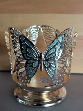 Bath & Body Works, Gold Butterfly Decorative Candle Holder with Teal Accents.🌟